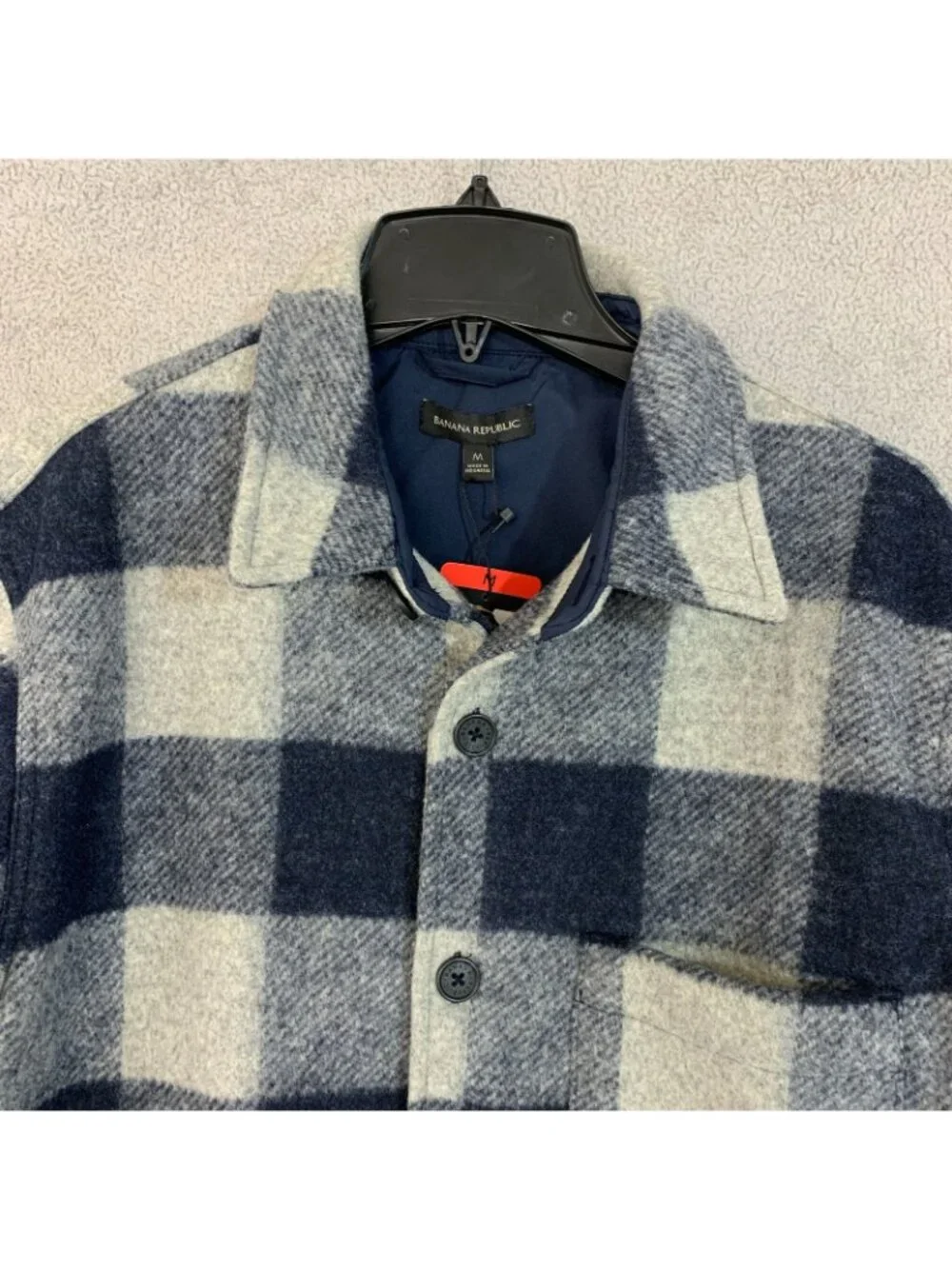 NWT Banana Republic Men's M Wool Blend Navy & Gray Heritage Shirt Jacket Plaid